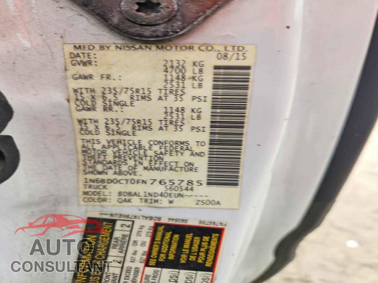 NISSAN FRONTIER 2016 - 1N6BD0CT0FN765785