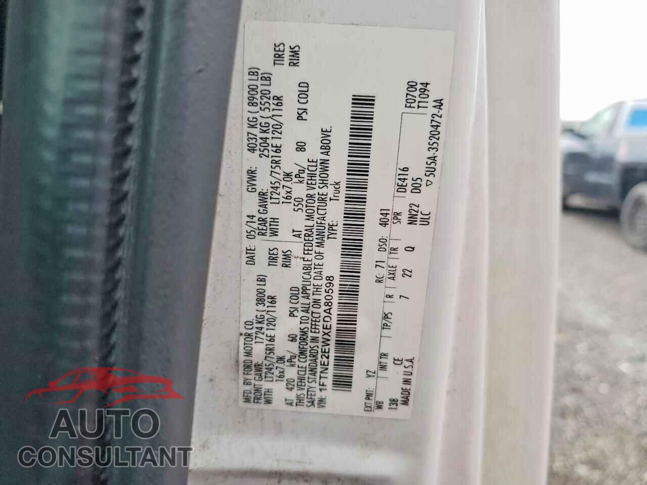 FORD ECONOLINE 2014 - 1FTNE2EWXEDA80598
