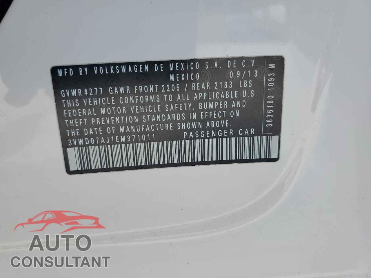 VOLKSWAGEN JETTA 2014 - 3VWD07AJ1EM371011