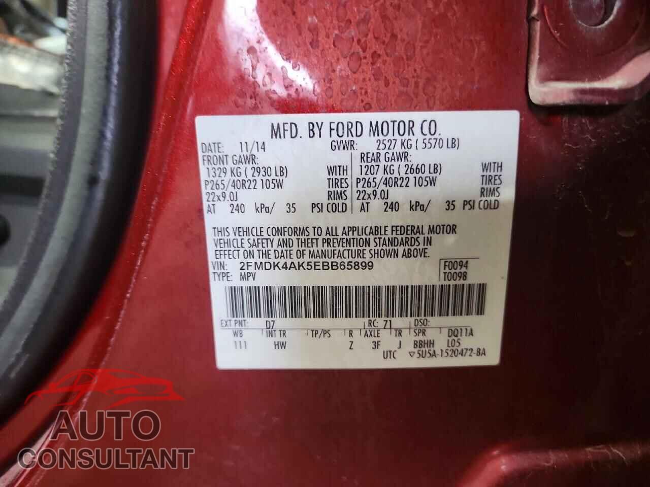 FORD EDGE 2014 - 2FMDK4AK5EBB65899
