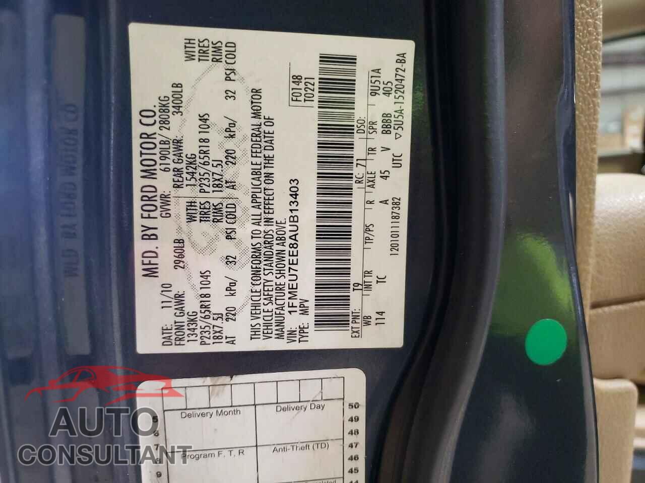 FORD EXPLORER 2010 - 1FMEU7EE8AUB13403