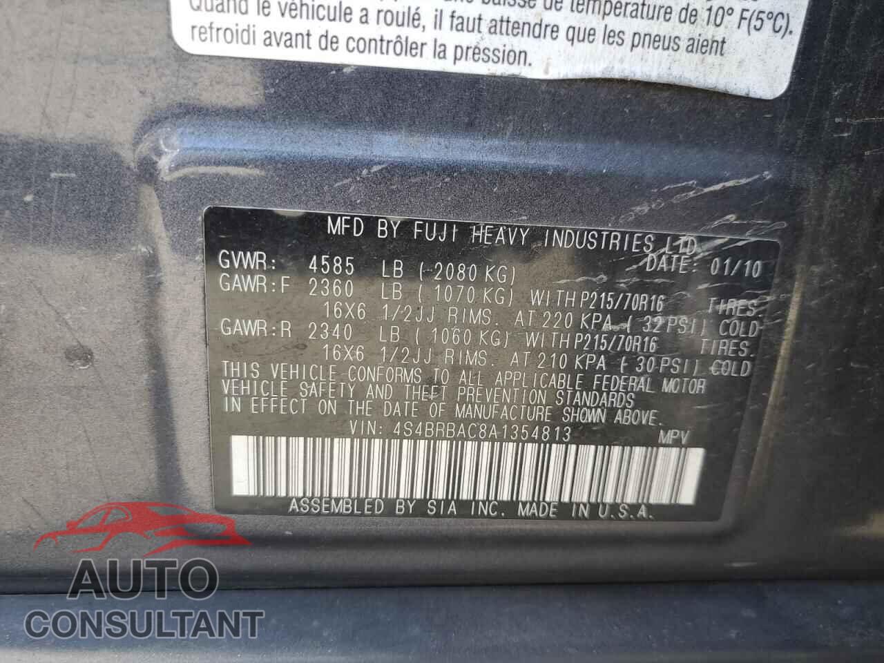 SUBARU OUTBACK 2010 - 4S4BRBAC8A1354813