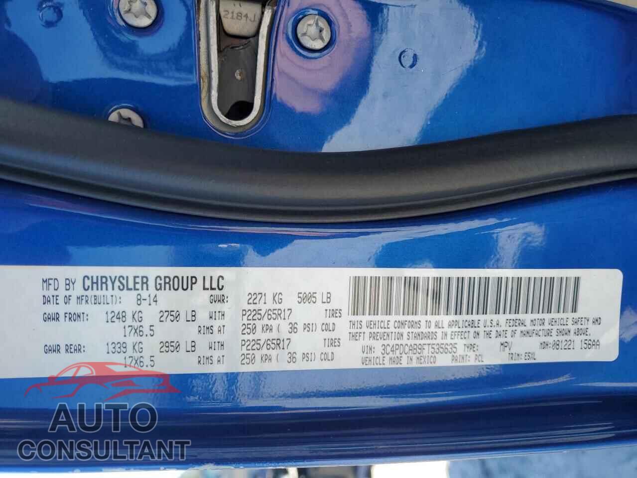 DODGE JOURNEY 2015 - 3C4PDCAB9FT535635