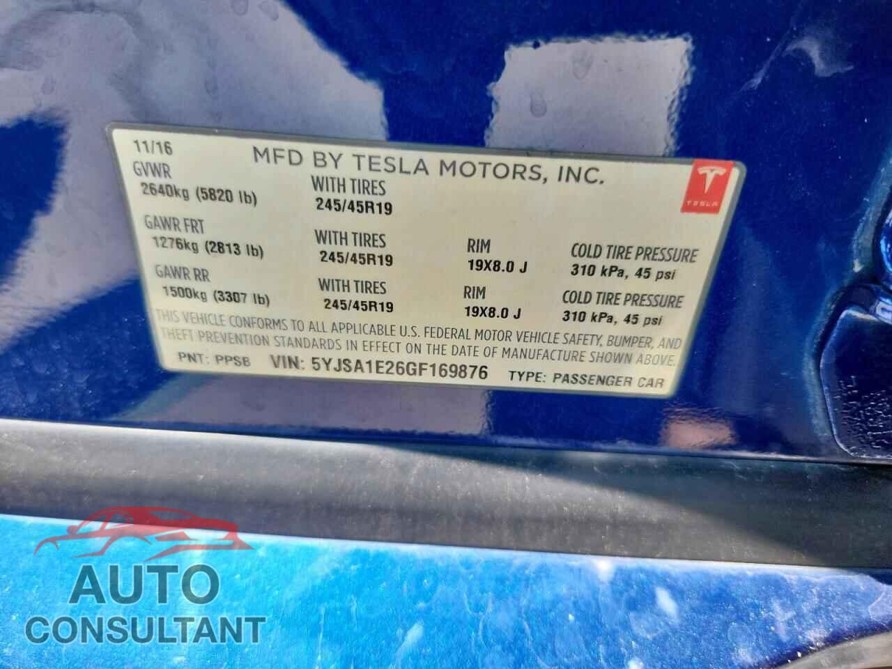 TESLA MODEL S 2016 - 5YJSA1E26GF169876