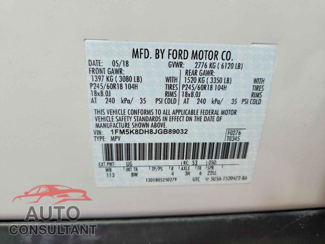 FORD EXPLORER 2018 - 1FM5K8DH8JGB89032
