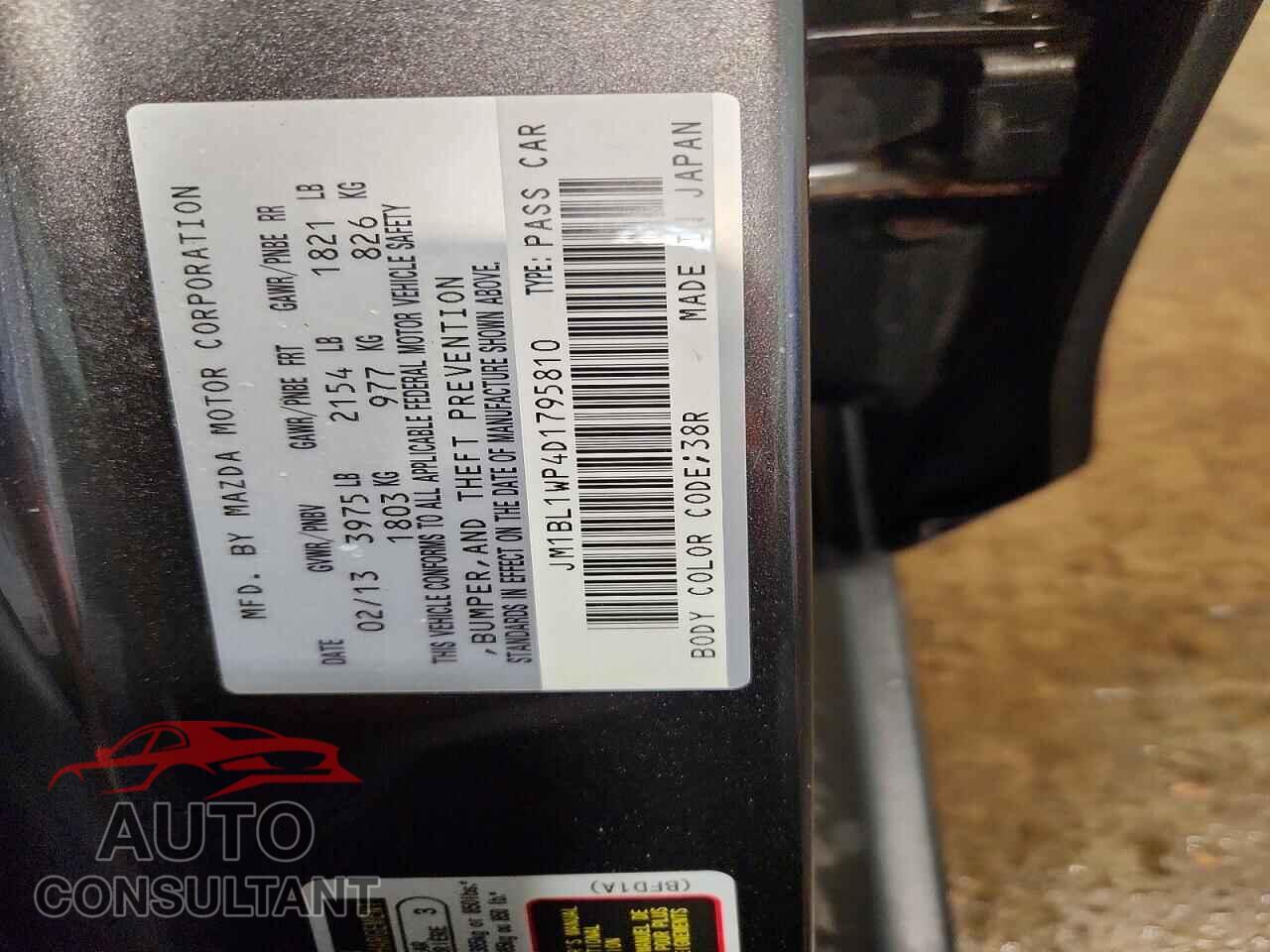MAZDA 3 2013 - JM1BL1WP4D1795810
