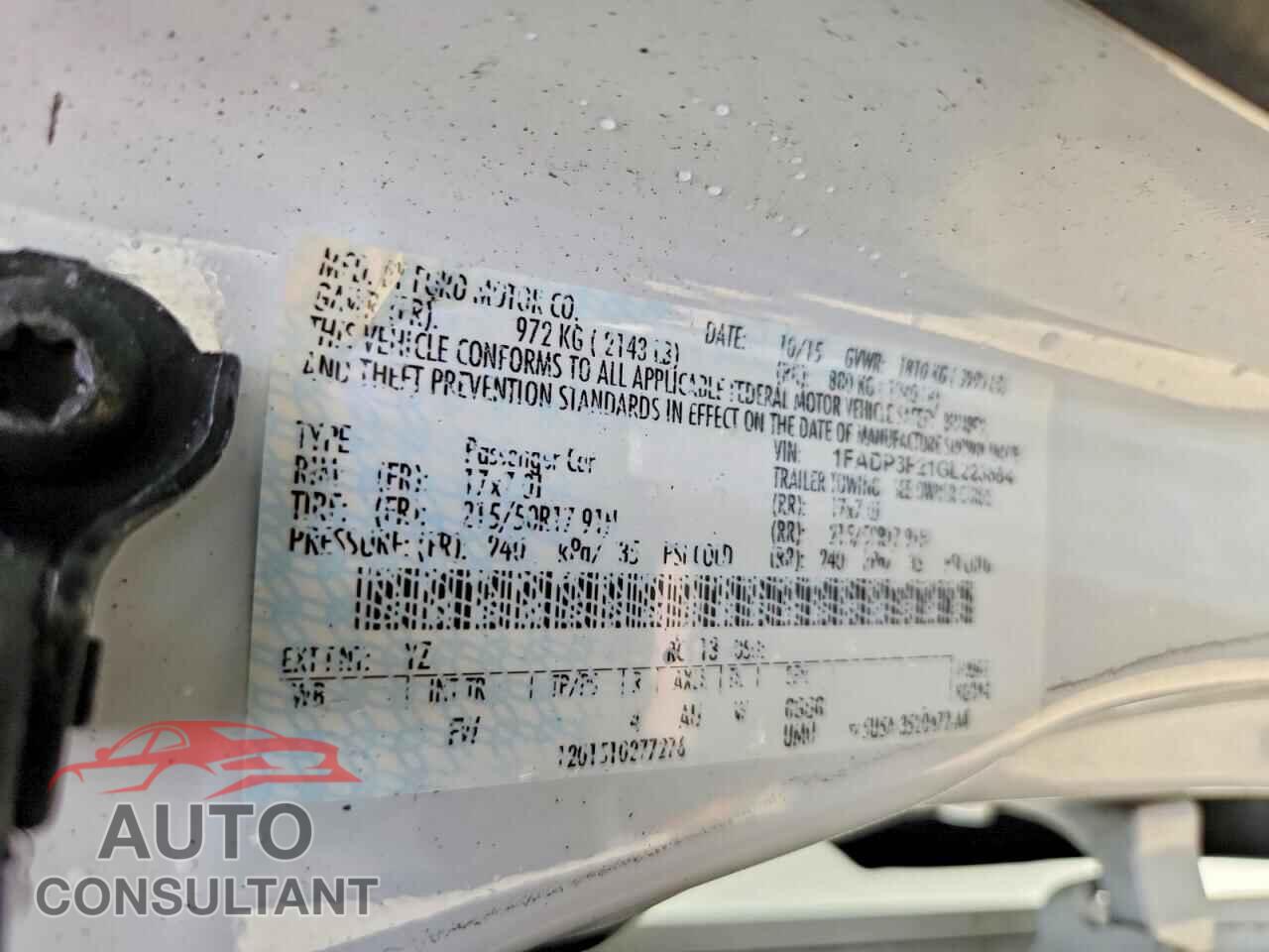 FORD FOCUS 2016 - 1FADP3F21GL223654