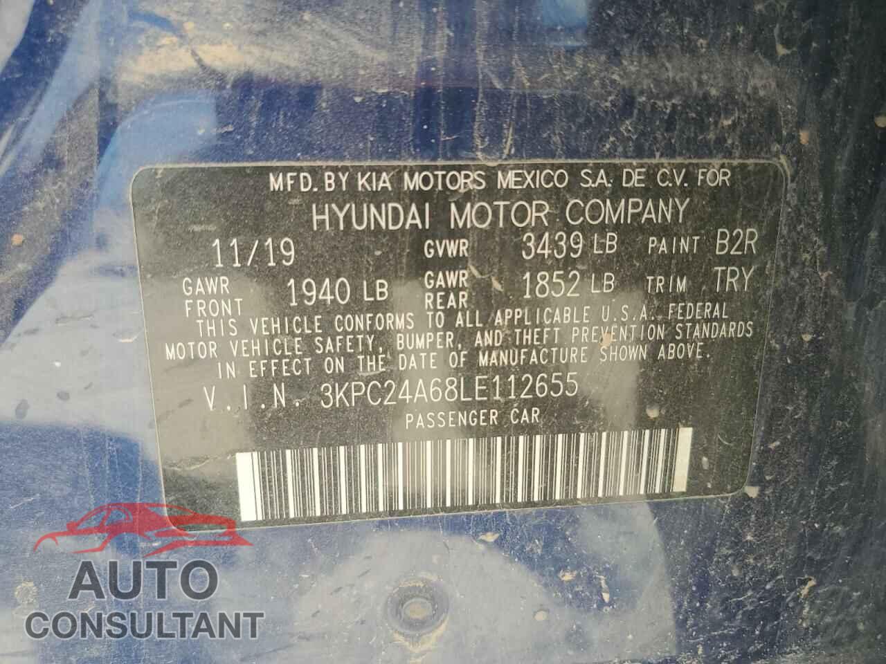 HYUNDAI ACCENT 2020 - 3KPC24A68LE112655