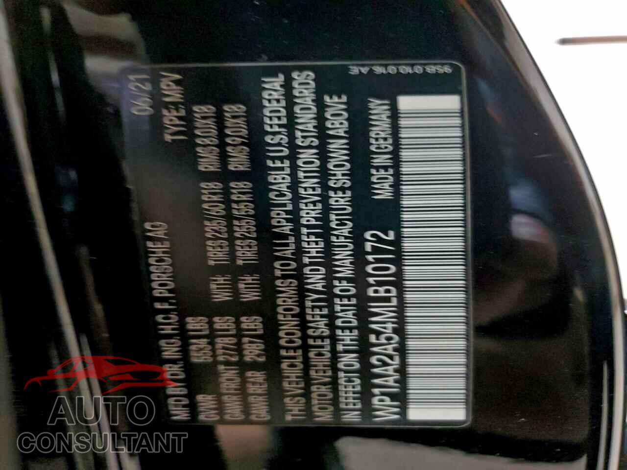 PORSCHE MACAN 2021 - WP1AA2A54MLB10172