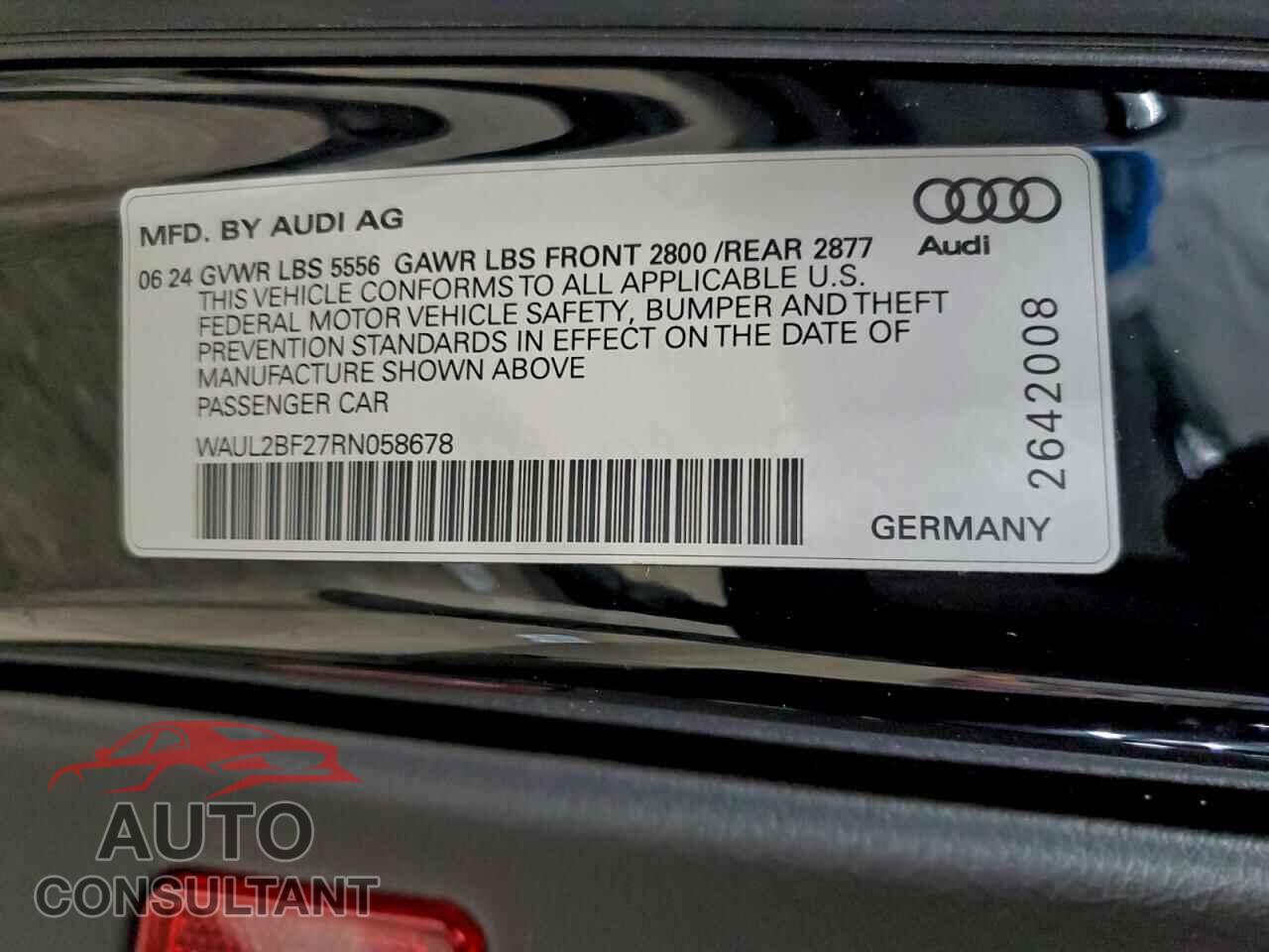 AUDI A6 2024 - WAUL2BF27RN058678