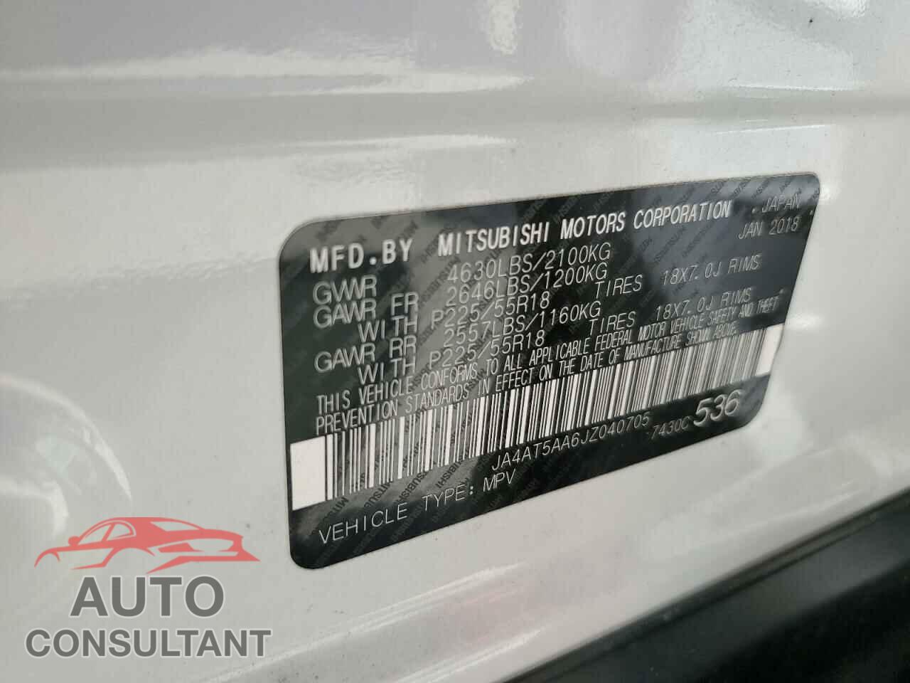MITSUBISHI ECLIPSE 2018 - JA4AT5AA6JZ040705