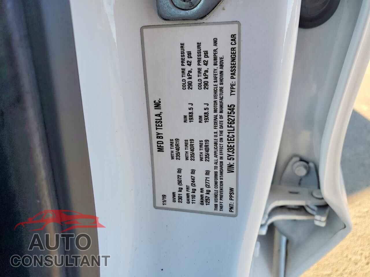 TESLA MODEL 3 2020 - 5YJ3E1EC1LF627545