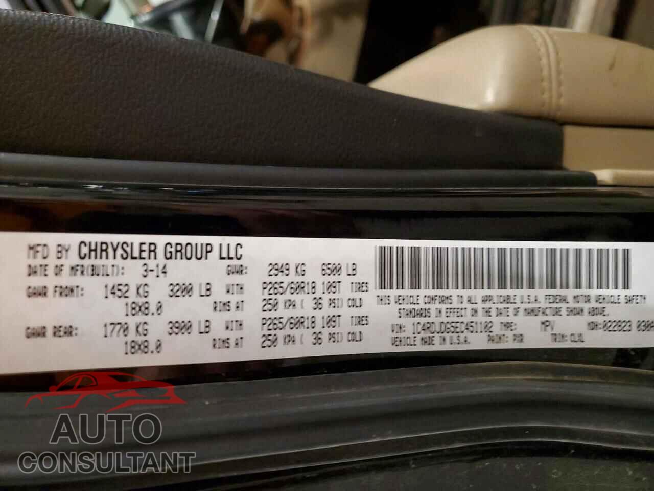 DODGE DURANGO 2014 - 1C4RDJDG5EC451102