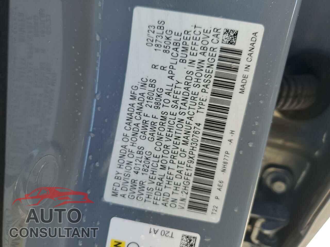 HONDA CIVIC 2023 - 2HGFE1F9XPH307674