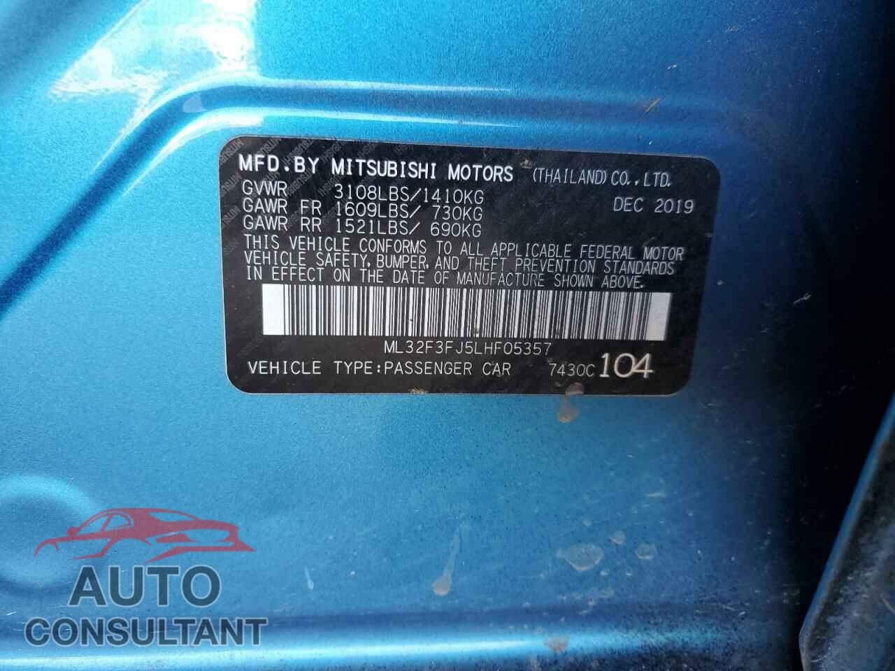 MITSUBISHI MIRAGE 2020 - ML32F3FJ5LHF05357
