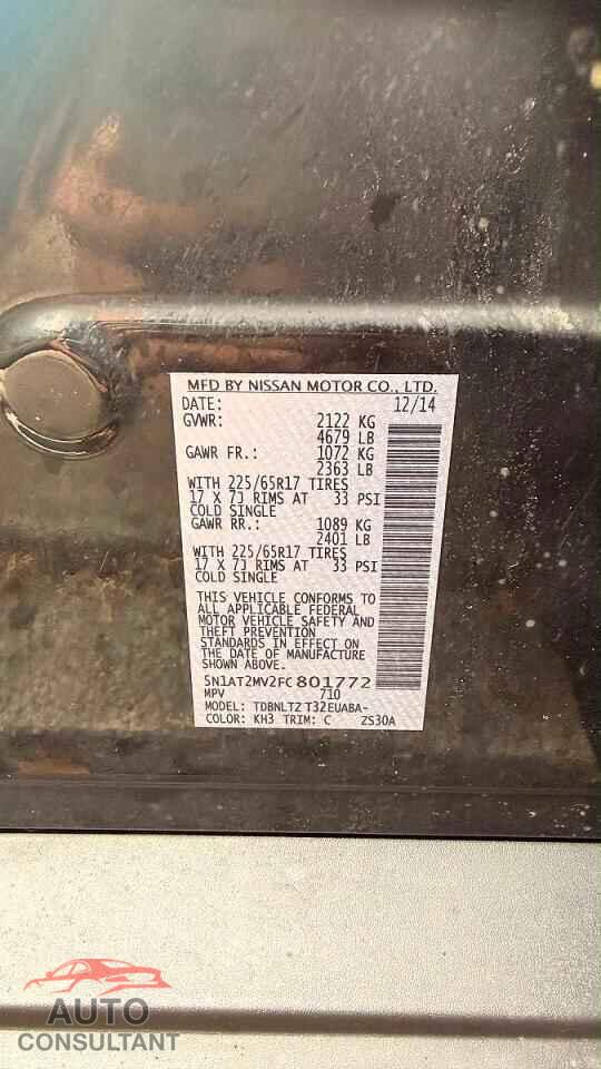 NISSAN ROGUE 2015 - 5N1AT2MV2FC801772