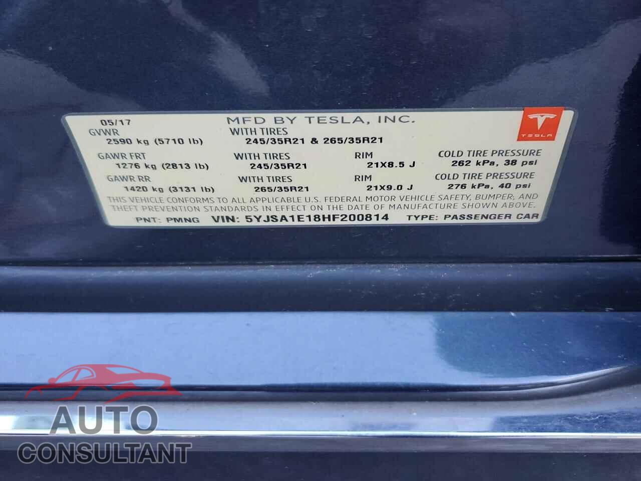 TESLA MODEL S 2017 - 5YJSA1E18HF200814