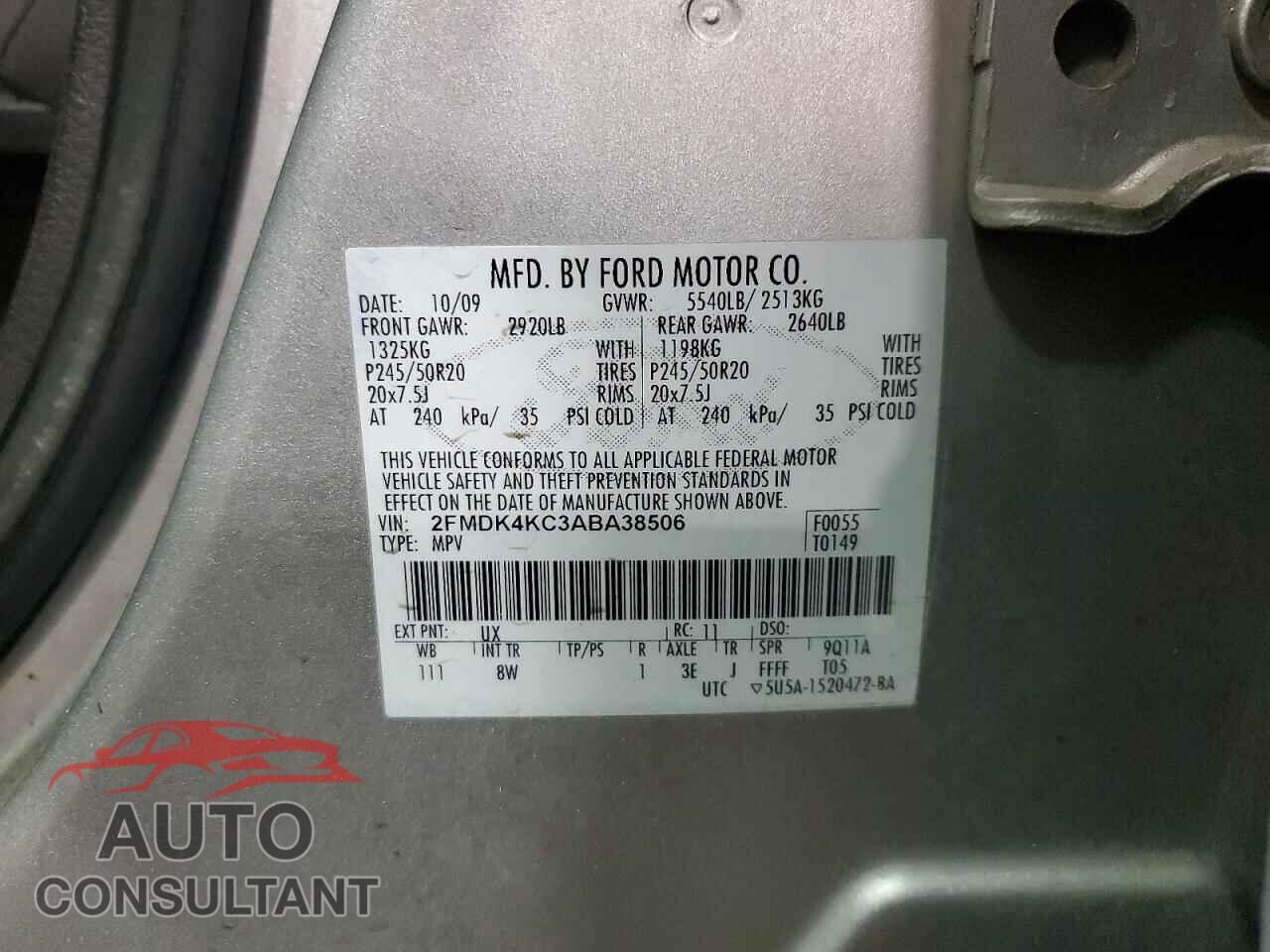 FORD EDGE 2010 - 2FMDK4KC3ABA38506