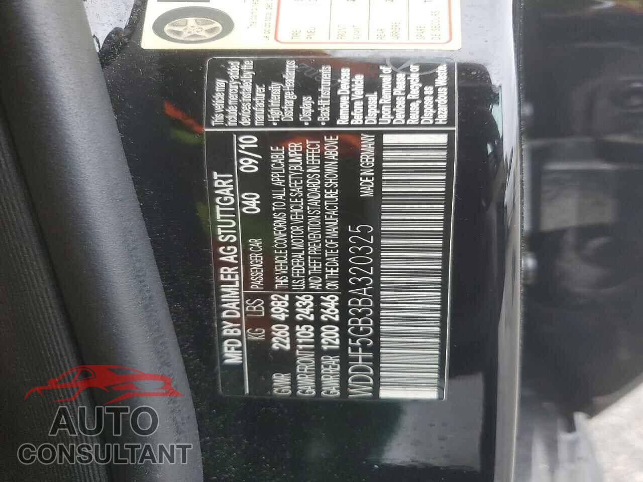 MERCEDES-BENZ E-CLASS 2011 - WDDHF5GB3BA320325