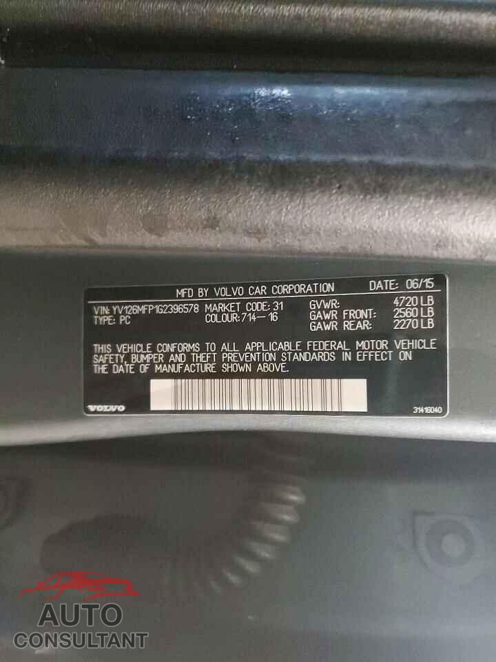 VOLVO S60 2016 - YV126MFP1G2396578