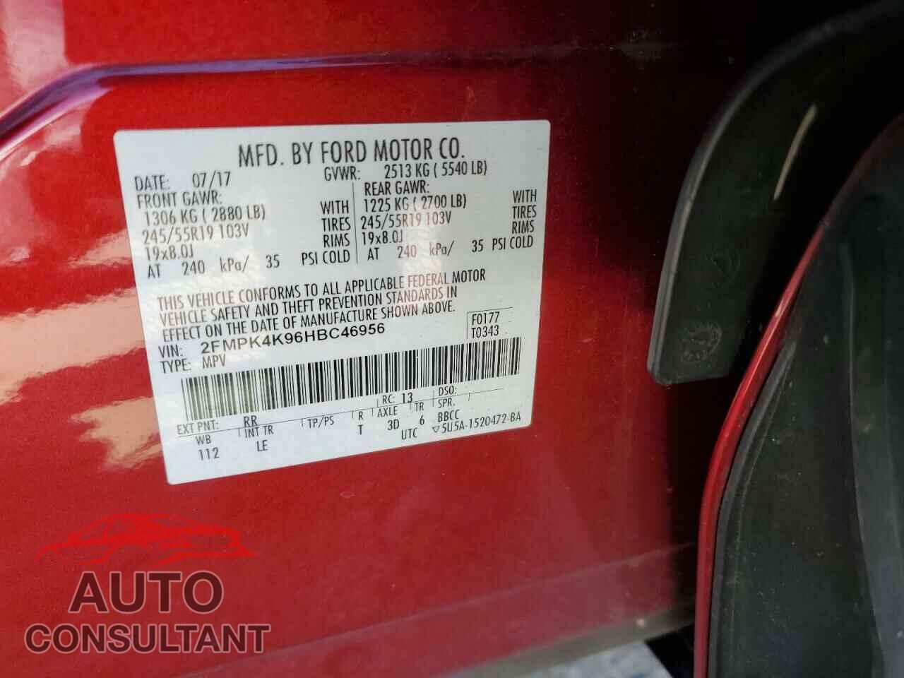 FORD EDGE 2017 - 2FMPK4K96HBC46956
