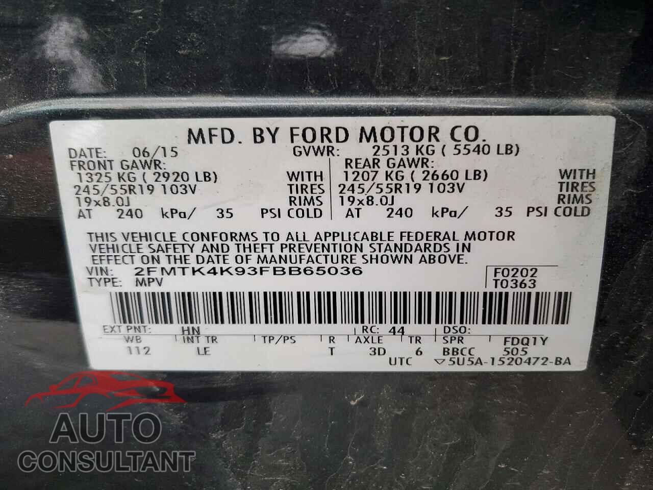 FORD EDGE 2015 - 2FMTK4K93FBB65036