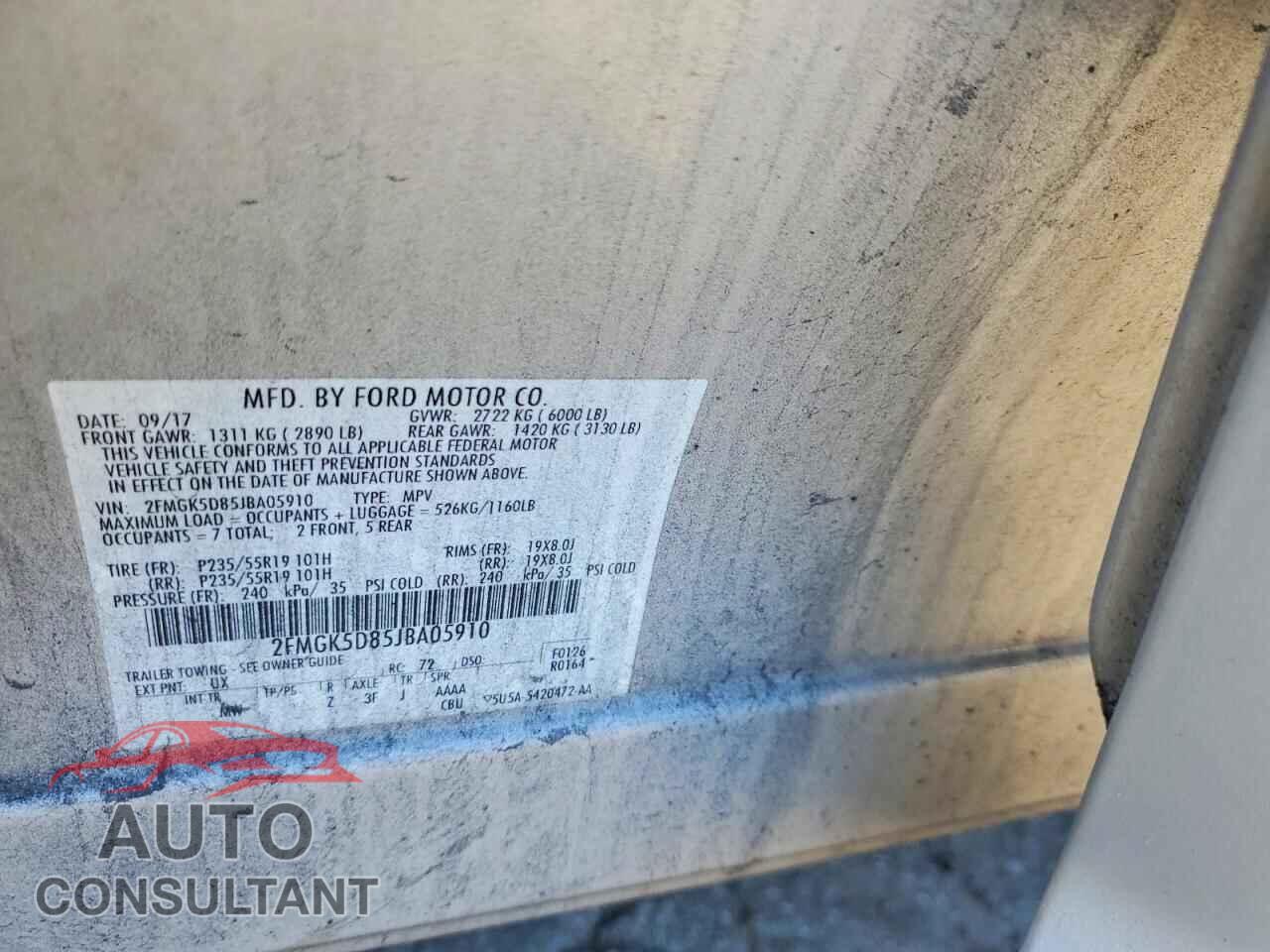 FORD FLEX 2018 - 2FMGK5D85JBA05910