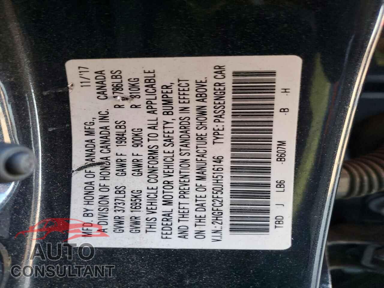 HONDA CIVIC 2018 - 2HGFC2F50JH516146