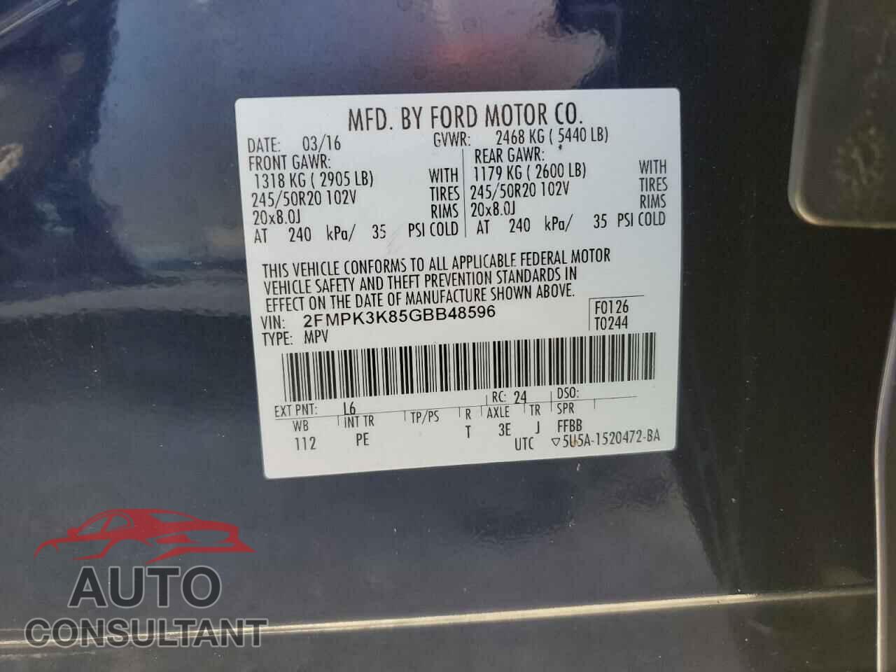 FORD EDGE 2016 - 2FMPK3K85GBB48596