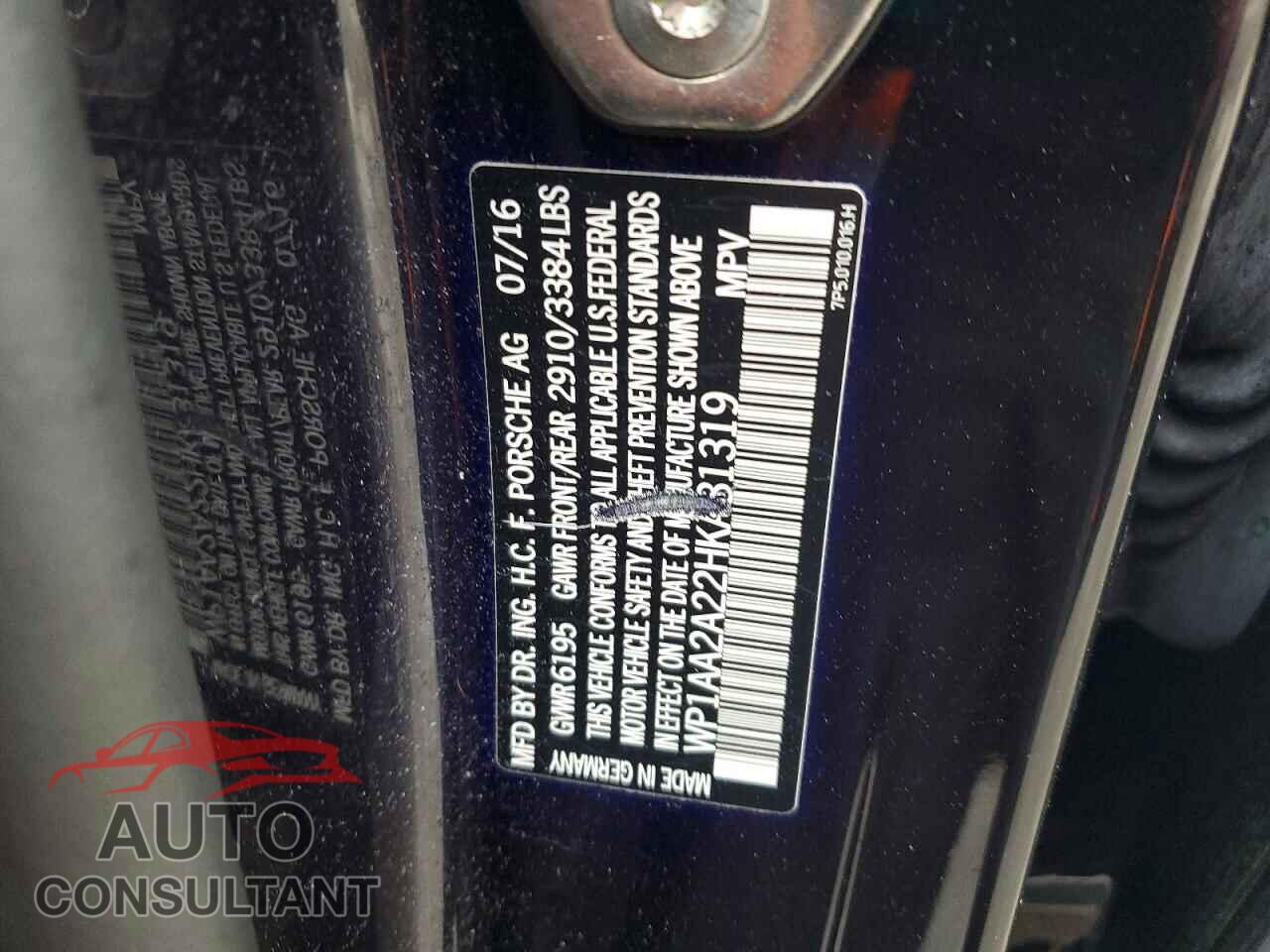 PORSCHE CAYENNE 2017 - WP1AA2A22HKA81319