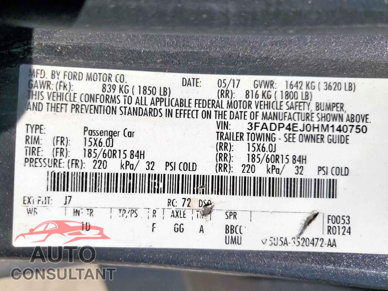 FORD FIESTA 2017 - 3FADP4EJ0HM140750