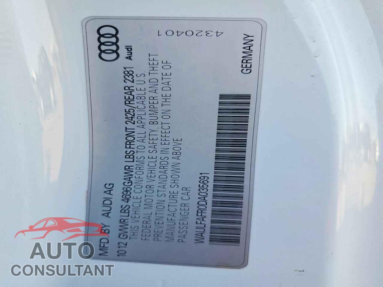 AUDI A5 2013 - WAULFAFR0DA035691