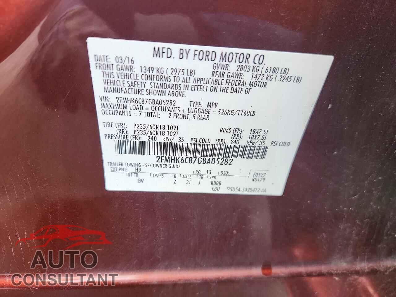 FORD FLEX 2016 - 2FMHK6C87GBA05282