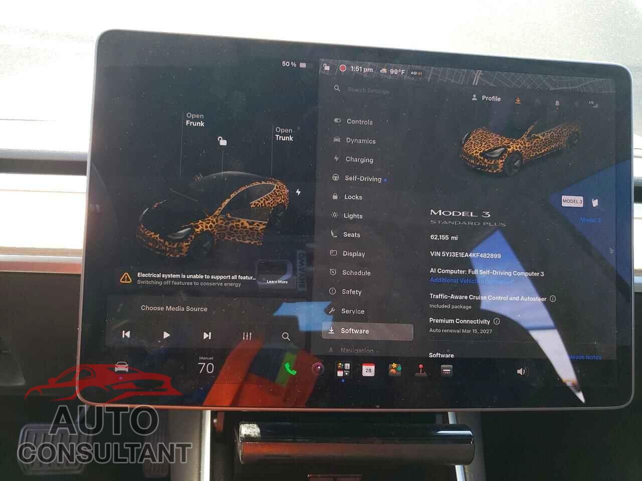 TESLA MODEL 3 2019 - 5YJ3E1EA4KF482899