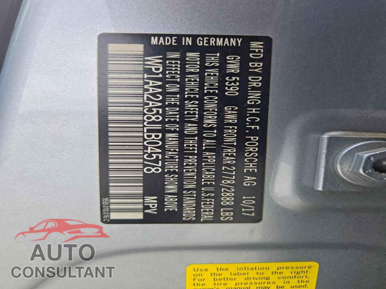 PORSCHE MACAN 2018 - WP1AA2A58JLB04578