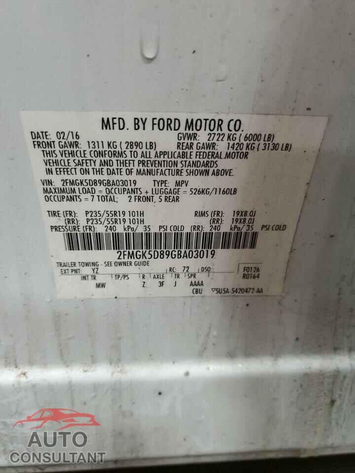 FORD FLEX 2016 - 2FMGK5D89GBA03019
