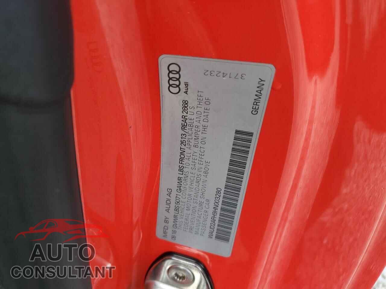 AUDI A5 2017 - WAUD2AFH9HN003280