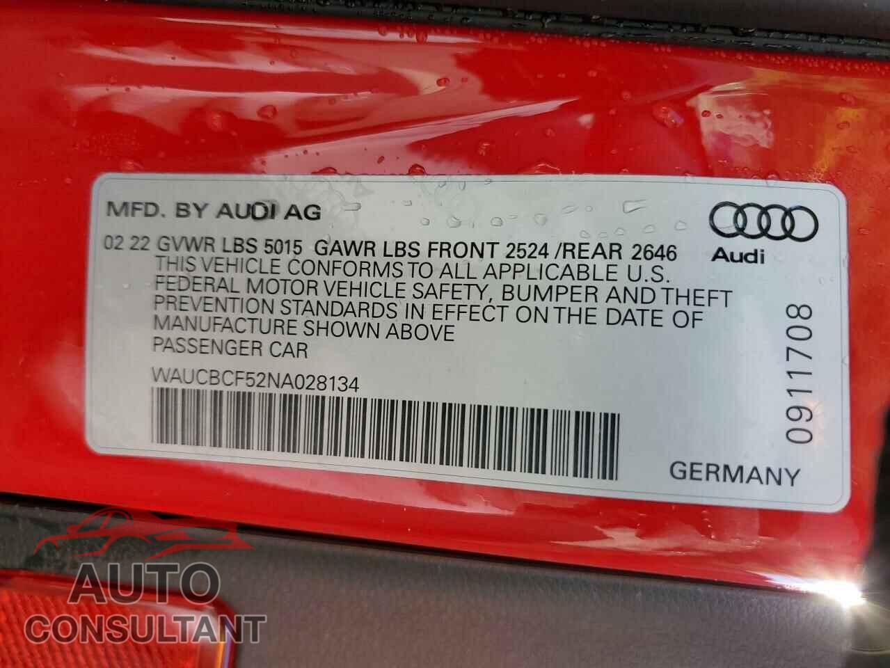 AUDI A5 2022 - WAUCBCF52NA028134