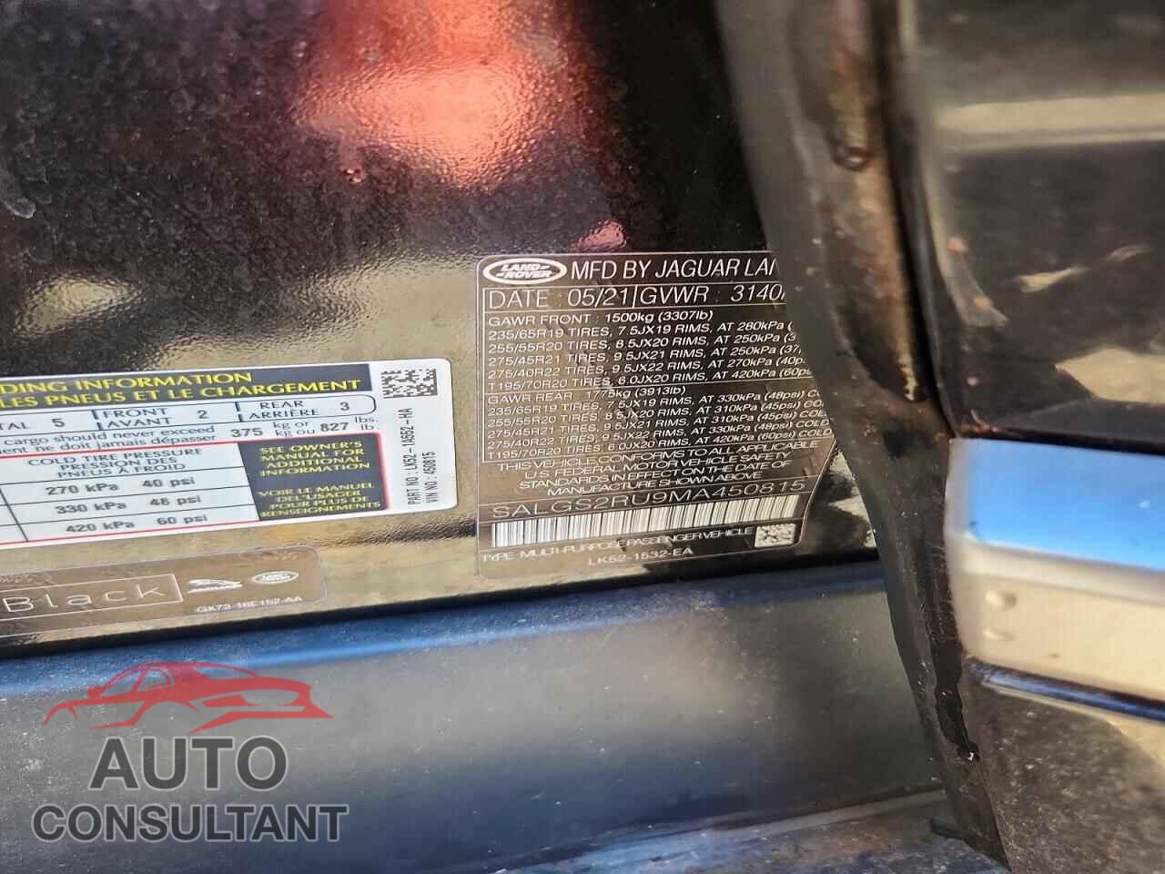 LAND ROVER RANGEROVER 2021 - SALGS2RU9MA450815