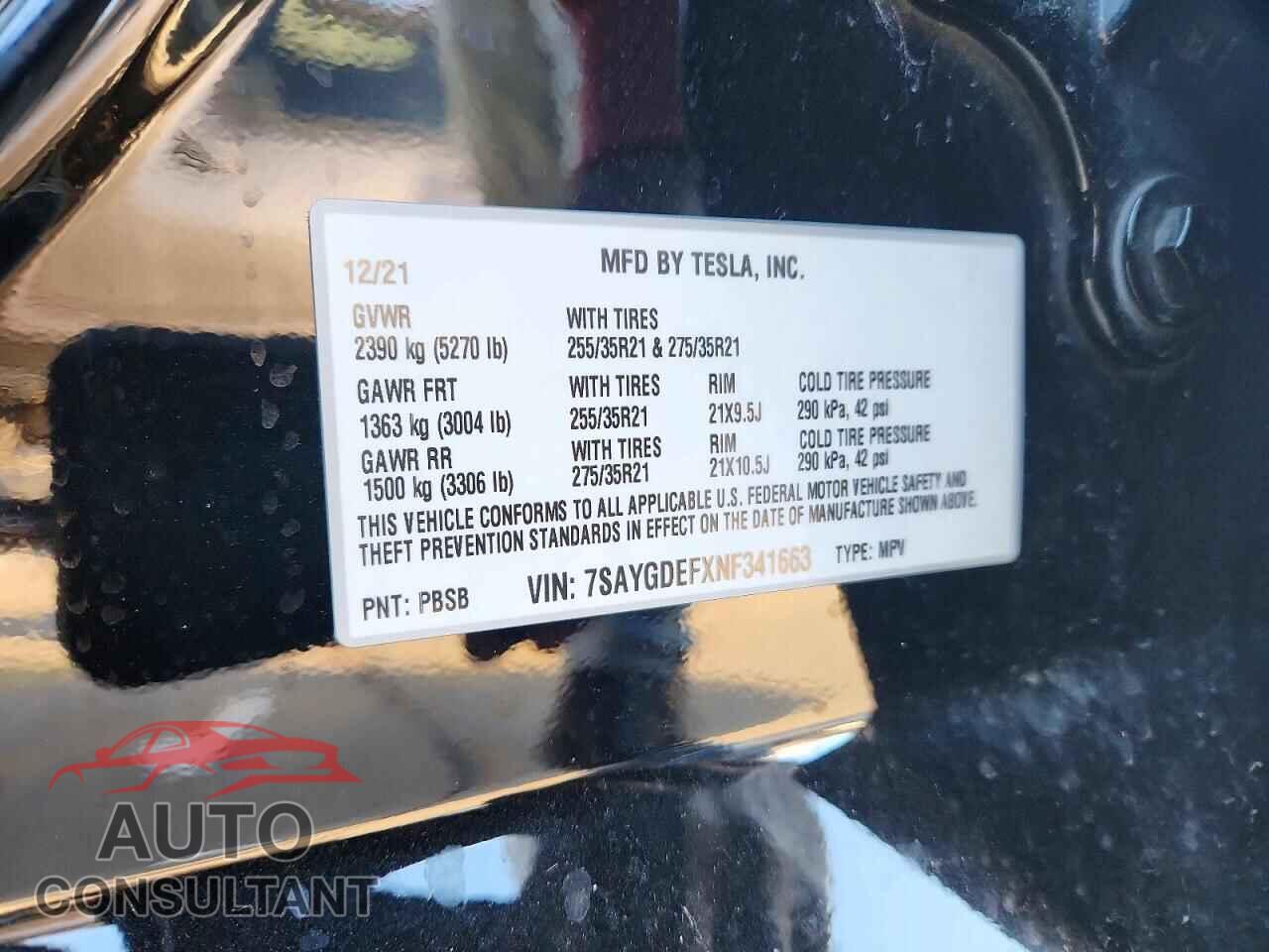 TESLA MODEL Y 2022 - 7SAYGDEFXNF341663