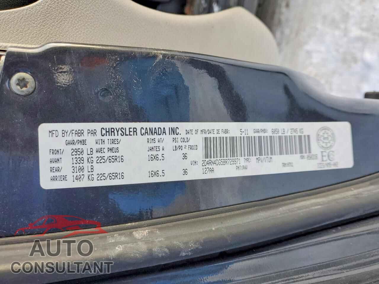 DODGE CARAVAN 2011 - 2D4RN4DG5BR729971