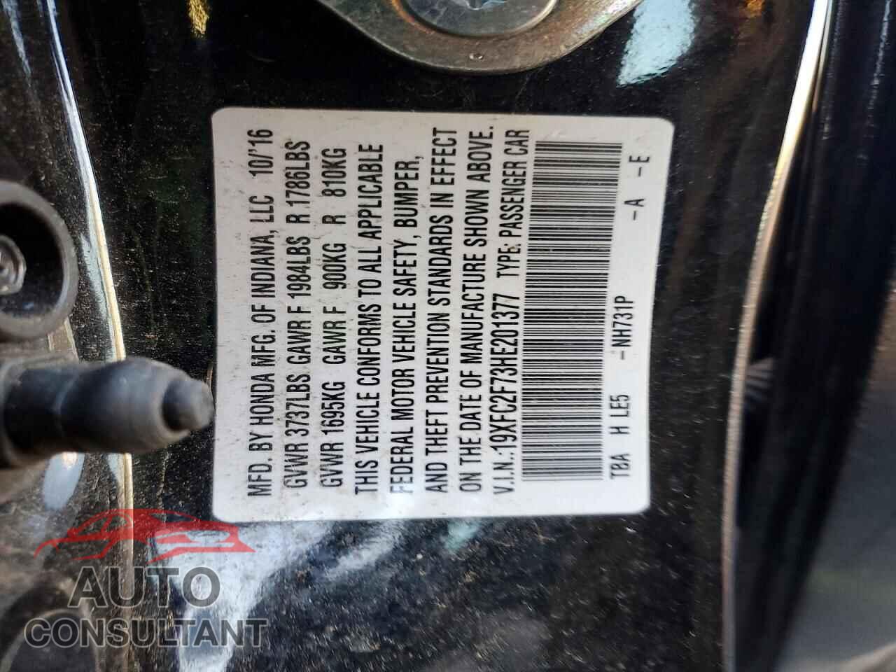 HONDA CIVIC 2017 - 19XFC2F73HE201377