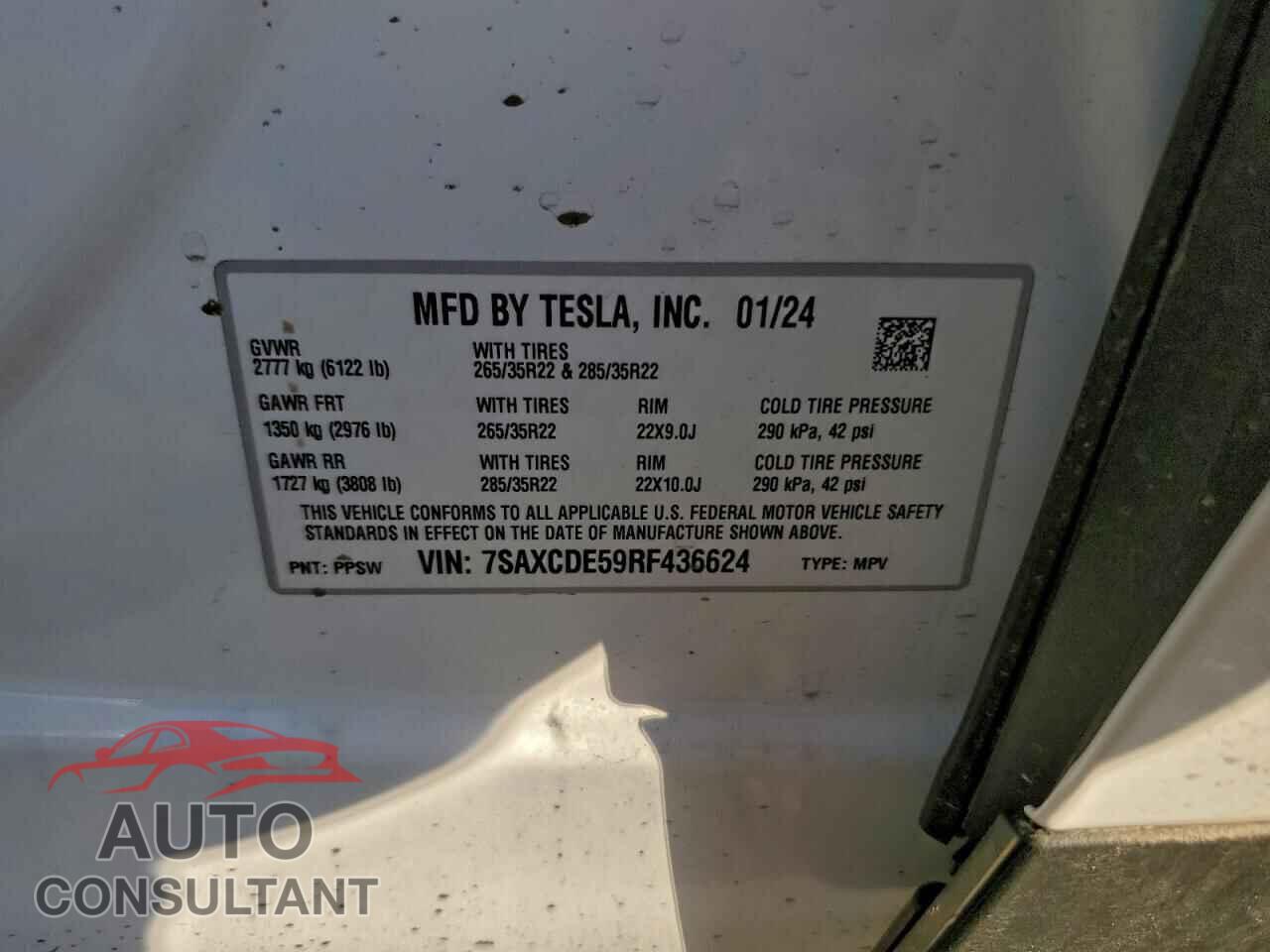 TESLA MODEL X 2024 - 7SAXCDE59RF436624