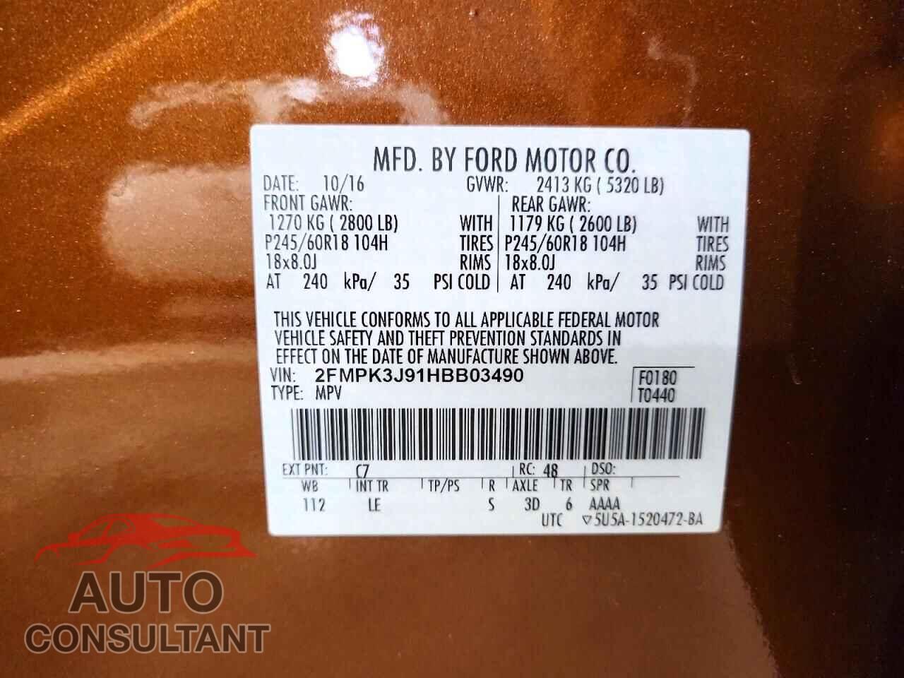 FORD EDGE 2017 - 2FMPK3J91HBB03490