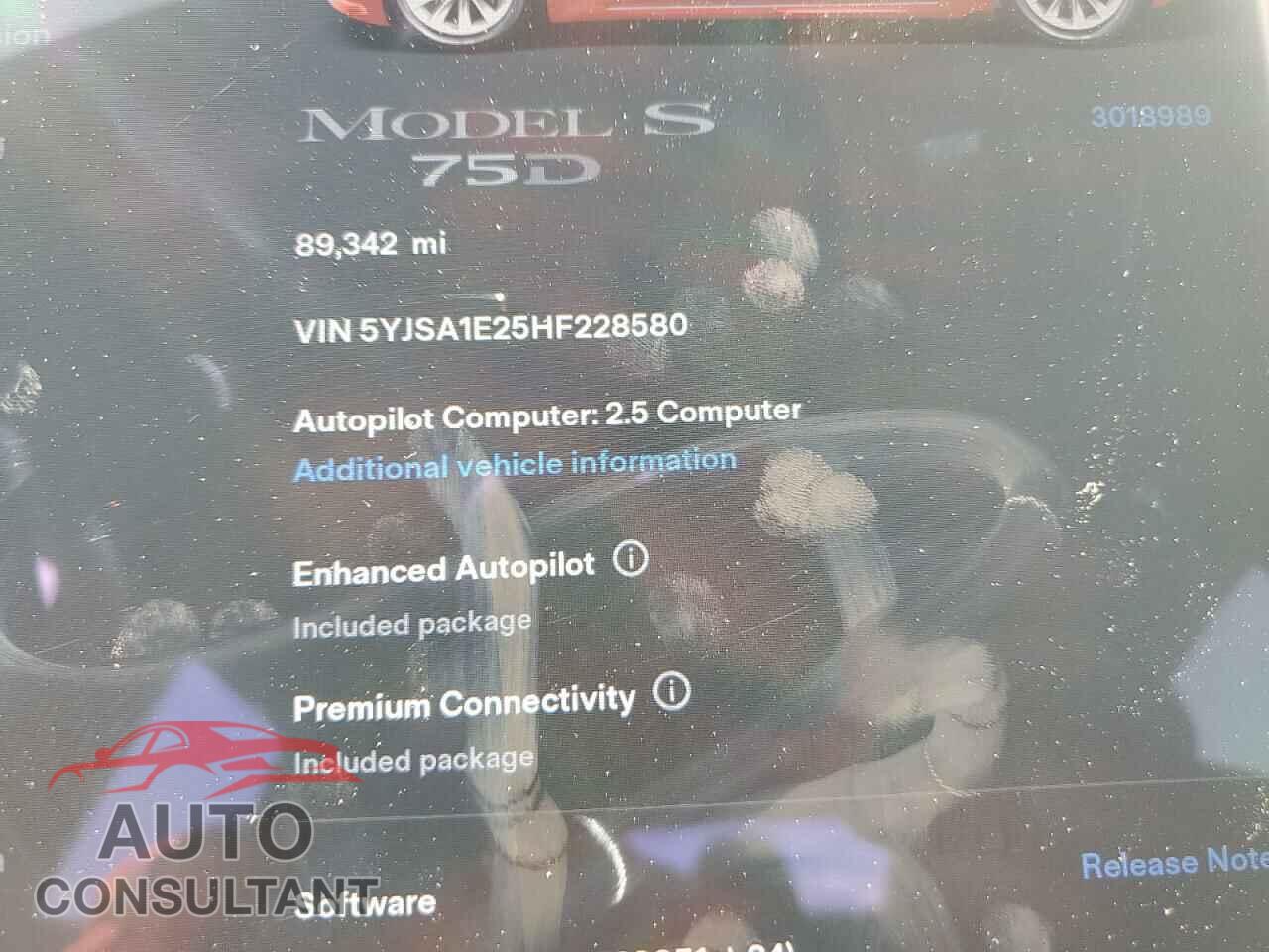 TESLA MODEL S 2017 - 5YJSA1E25HF228580