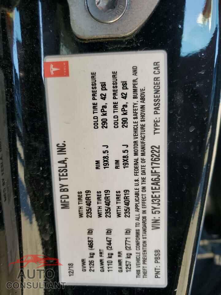 TESLA MODEL 3 2018 - 5YJ3E1EA6JF176222