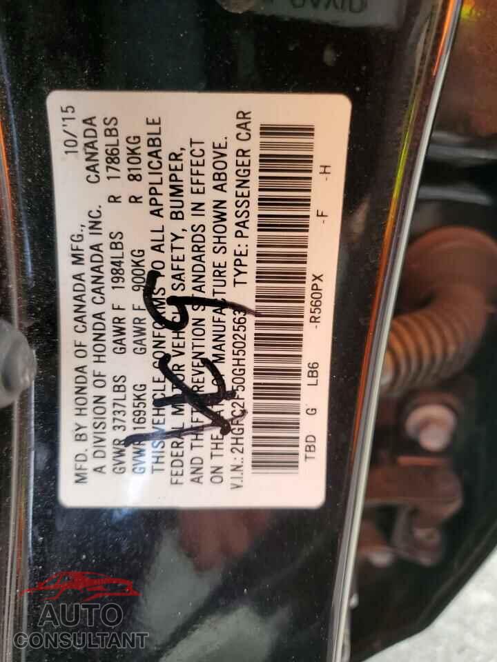 HONDA CIVIC 2016 - 2HGFC2F50GH502563