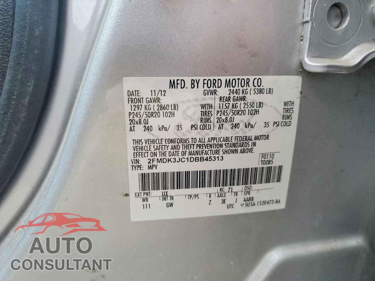 FORD EDGE 2013 - 2FMDK3JC1DBB45313