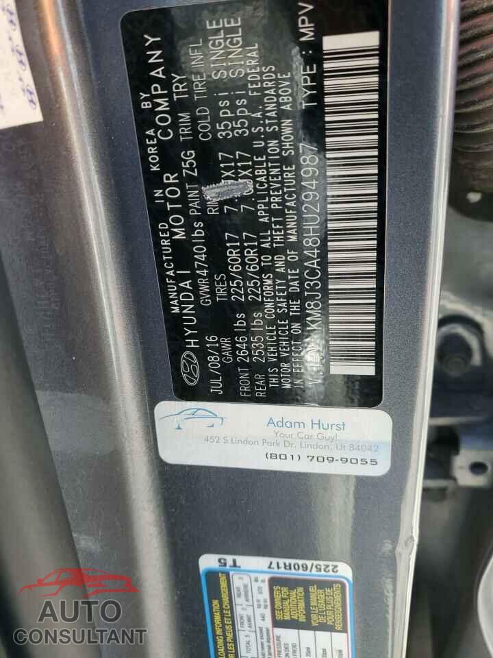 HYUNDAI TUCSON 2017 - KM8J3CA48HU294987