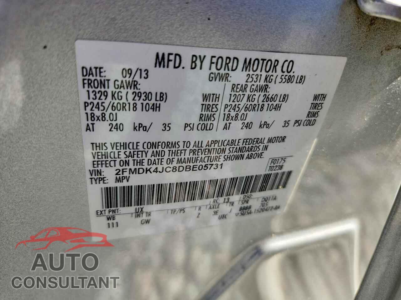 FORD EDGE 2013 - 2FMDK4JC8DBE05731